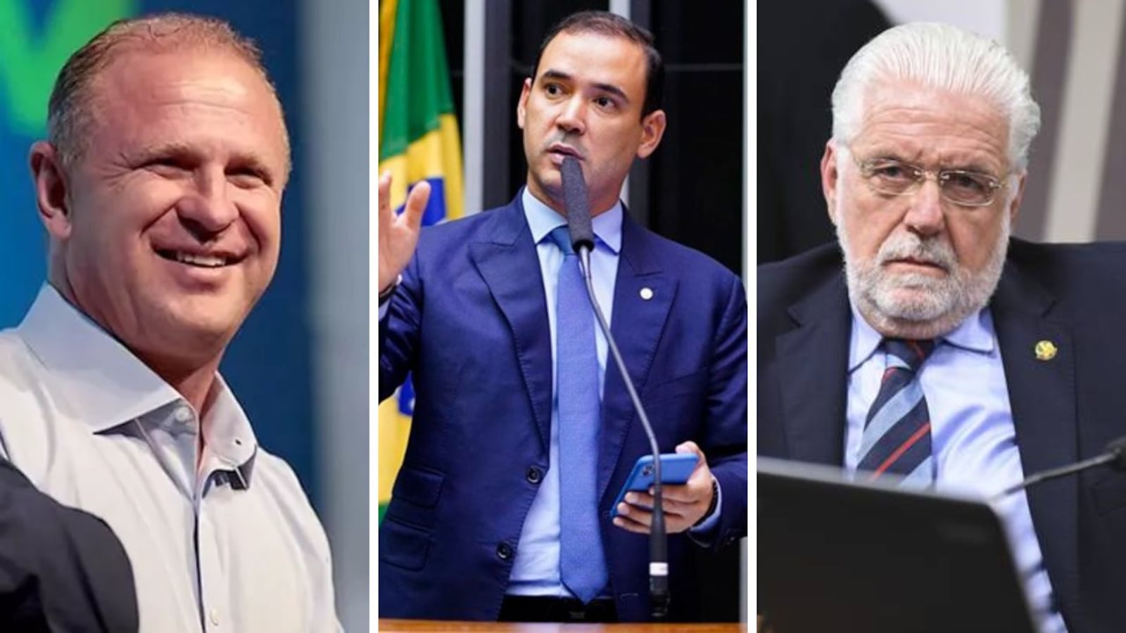 Gelson Merisio, Vicentinho Jr e Jaques Wagner fizeram maiores doações a próprias campanhas Montagem R7| Material de Arquivo e portais da Câmara e do Senado