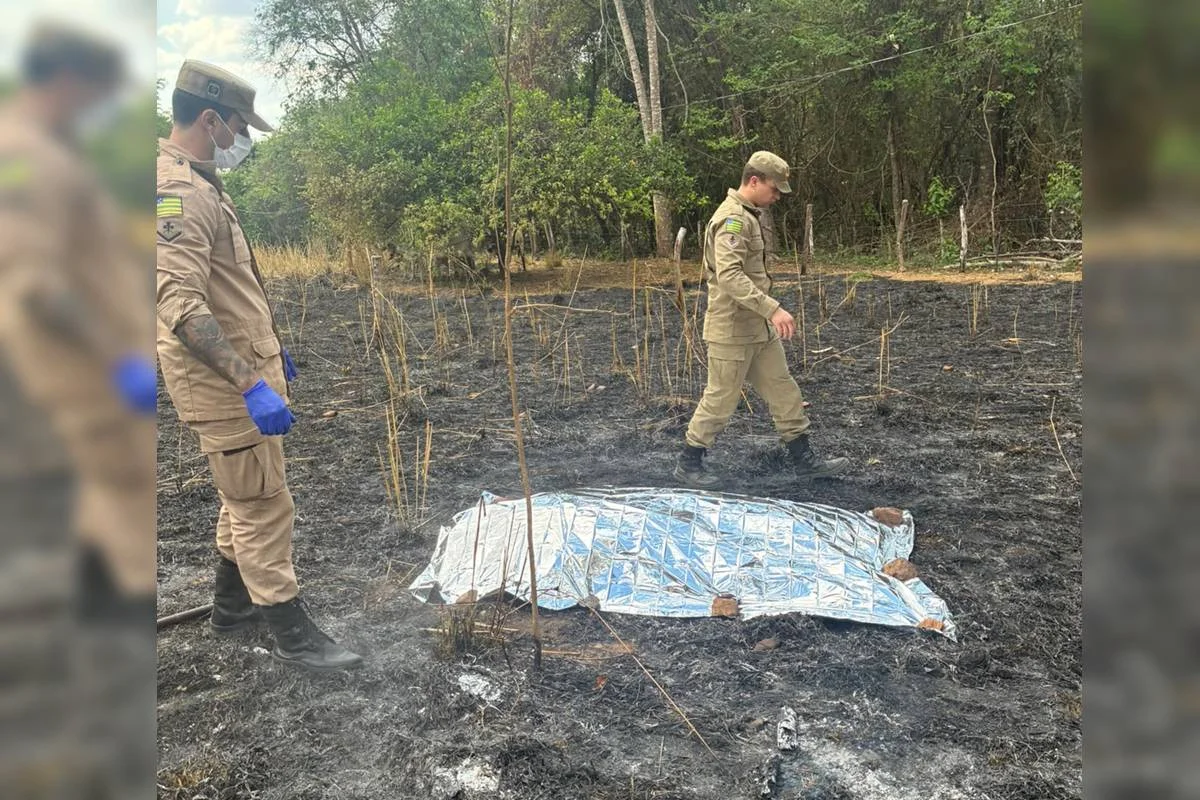 Corpo carbonizado é encontrado em área de pasto no interior de Goiás